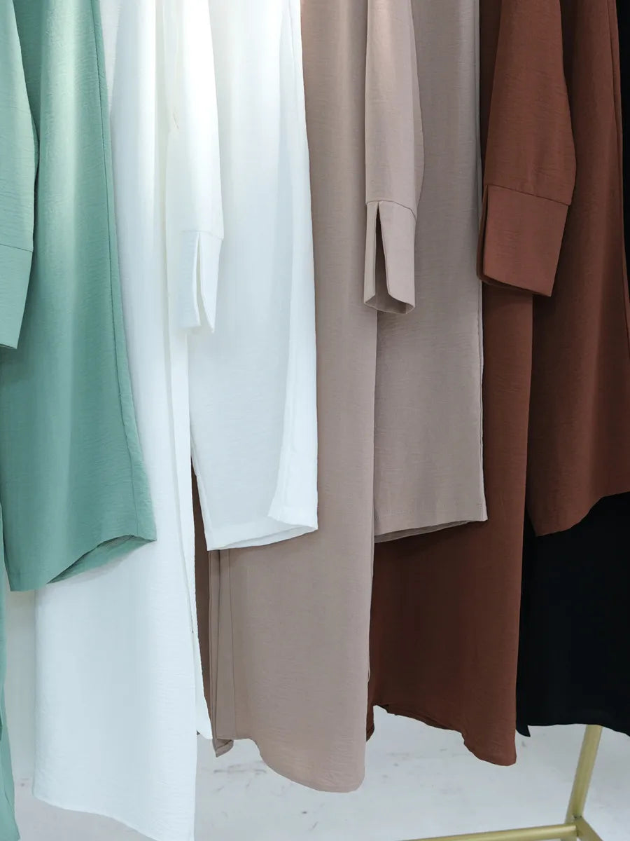 Muslim Dubai Türkiye Abayas For Women solid color Long Dresses buckle two-piece set Modest Ramadan Robe Femme Islam Clothing Set