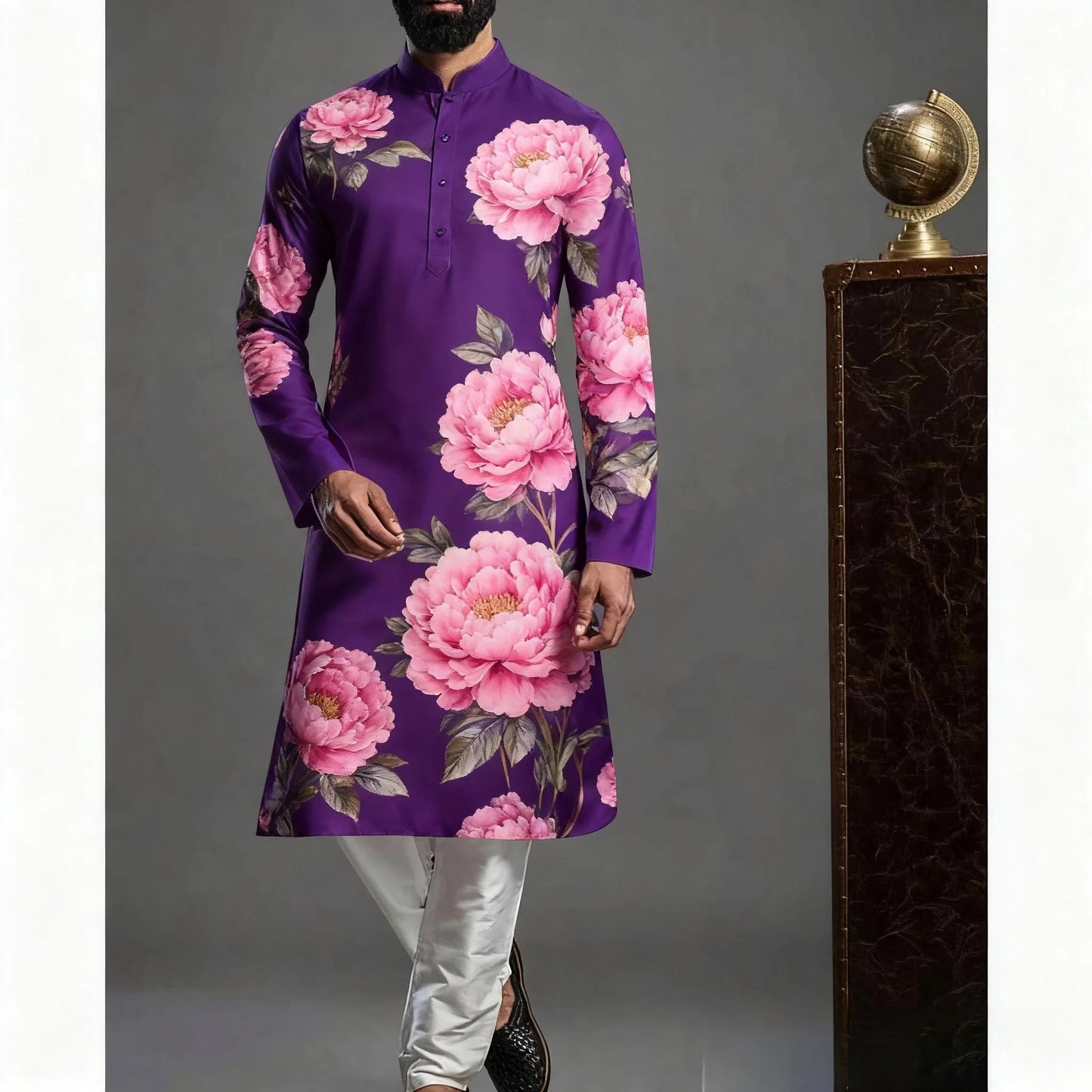 Men Islamic Arabian Patchwork Striped Embroidery Eid Muslim Long Robe Jubba Casual Loose  Muslim Dress Men Abayas