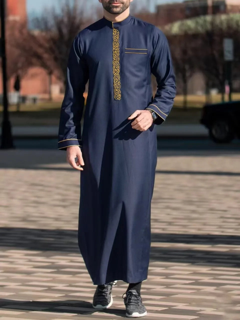Mid East Islamic Men Clothes Muslim Fashion Abaya Men Embroidered Loose Stand Collar Long Robe Ethnic Style 2026 Man Jubba Thobe