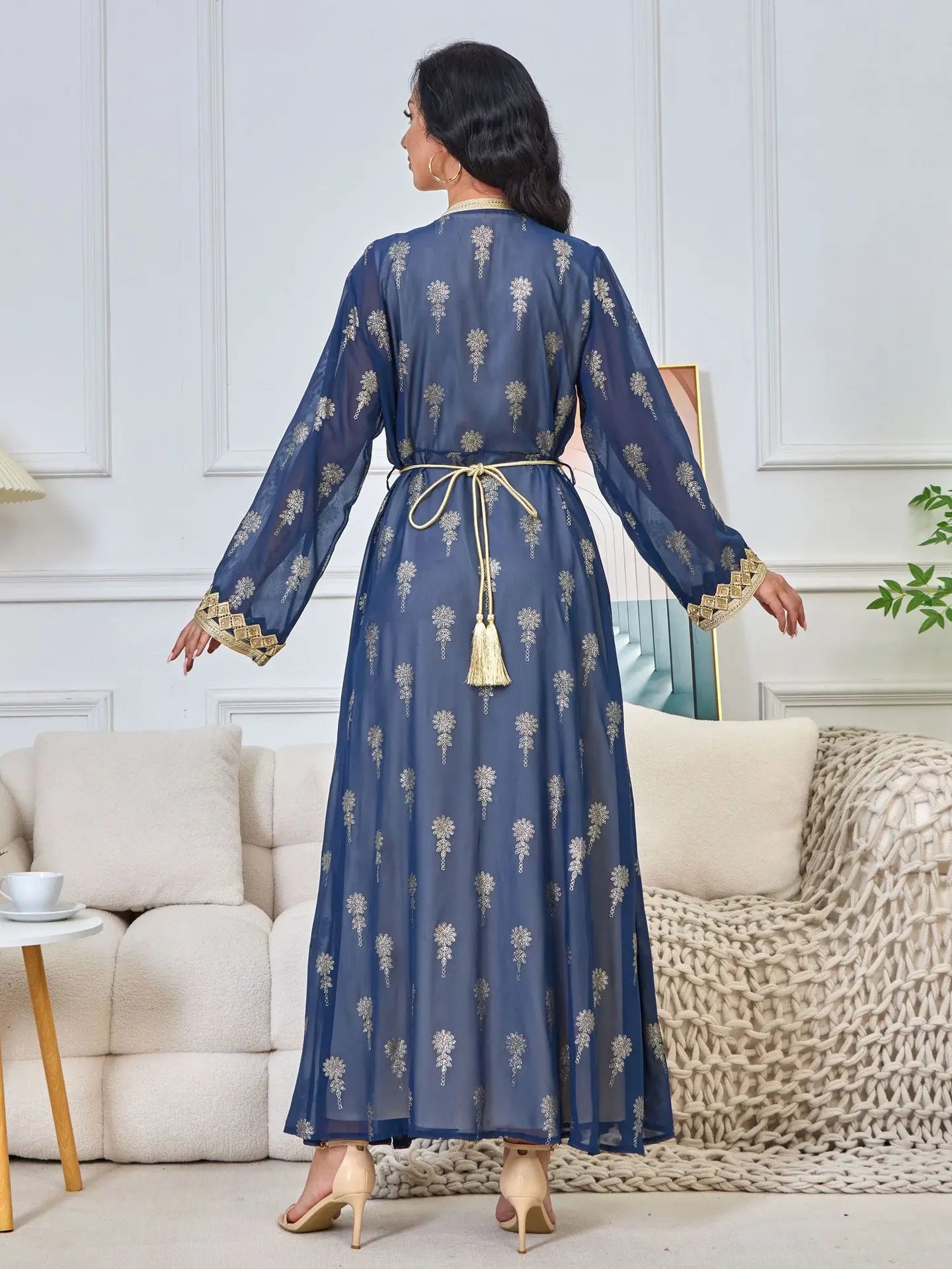 2026 New Women's Cardigan Vest Two-Piece Dress Middle Eastern Arabic Robe