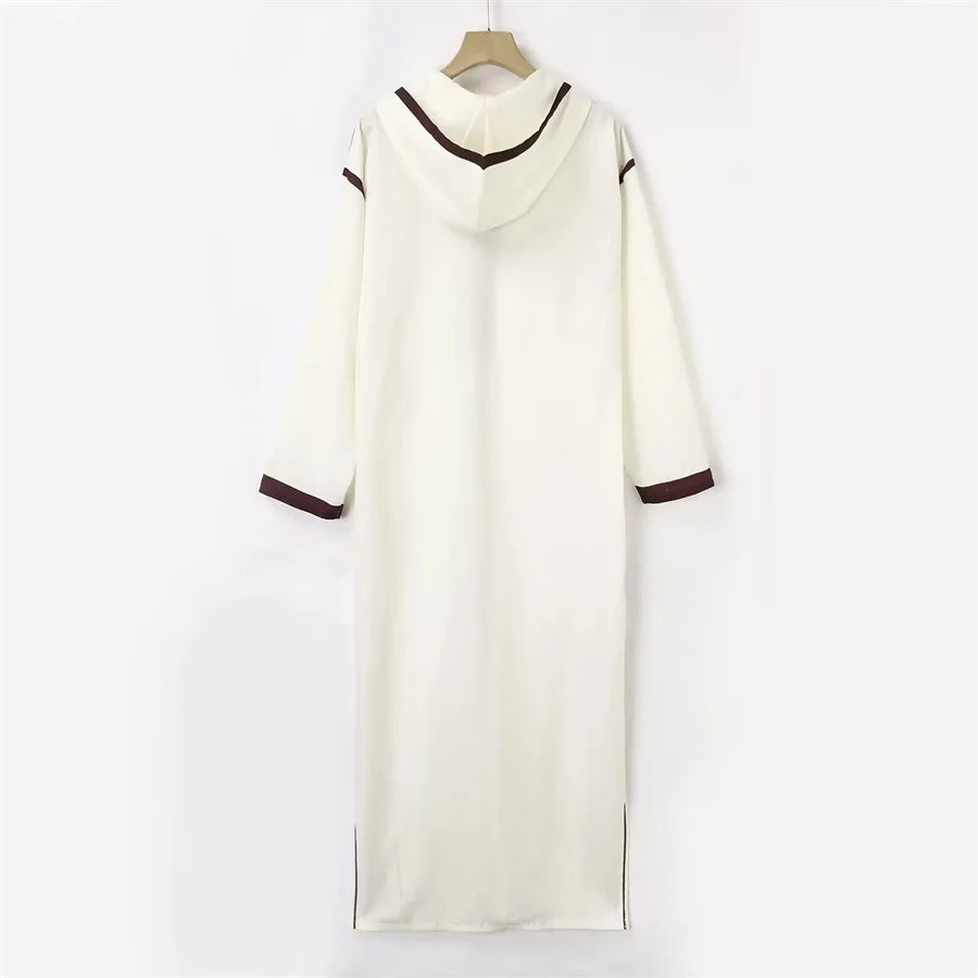 Muslim Thobe Men's Clothing Ramadan Robe Beige Kaftan for Men Saudi Arabia Turkey Islamic Abaya Male Casual Loose Hooded Dress