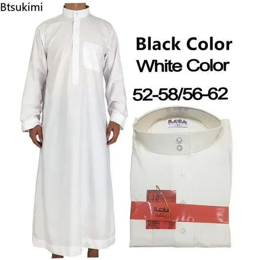 New 2026 Middle East Muslim Men Dress Long Sleeve Jubba Thobe Ramadan Eid Dishdasha Robe Muslim Islamic Kaftans Arab Clothing