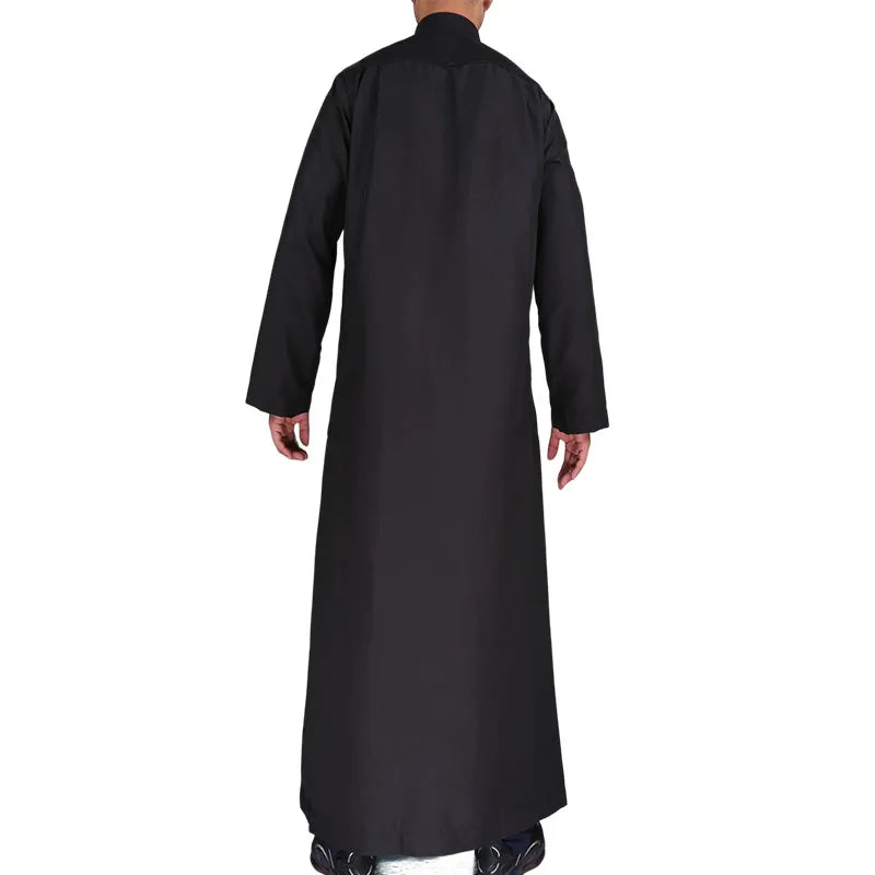 Men Casual Loose Kaftan Muslim Thobe Jubba Dishdasha Thawb Islamic Dress Abaya Arab Plain Color Robe