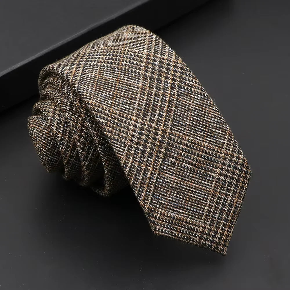 Classic Mens Solid Cotton Handmade 6cm Ties Striped Narrow Collar Slim Necktie Black Red Blue Formal Business Wedding Tie Gift