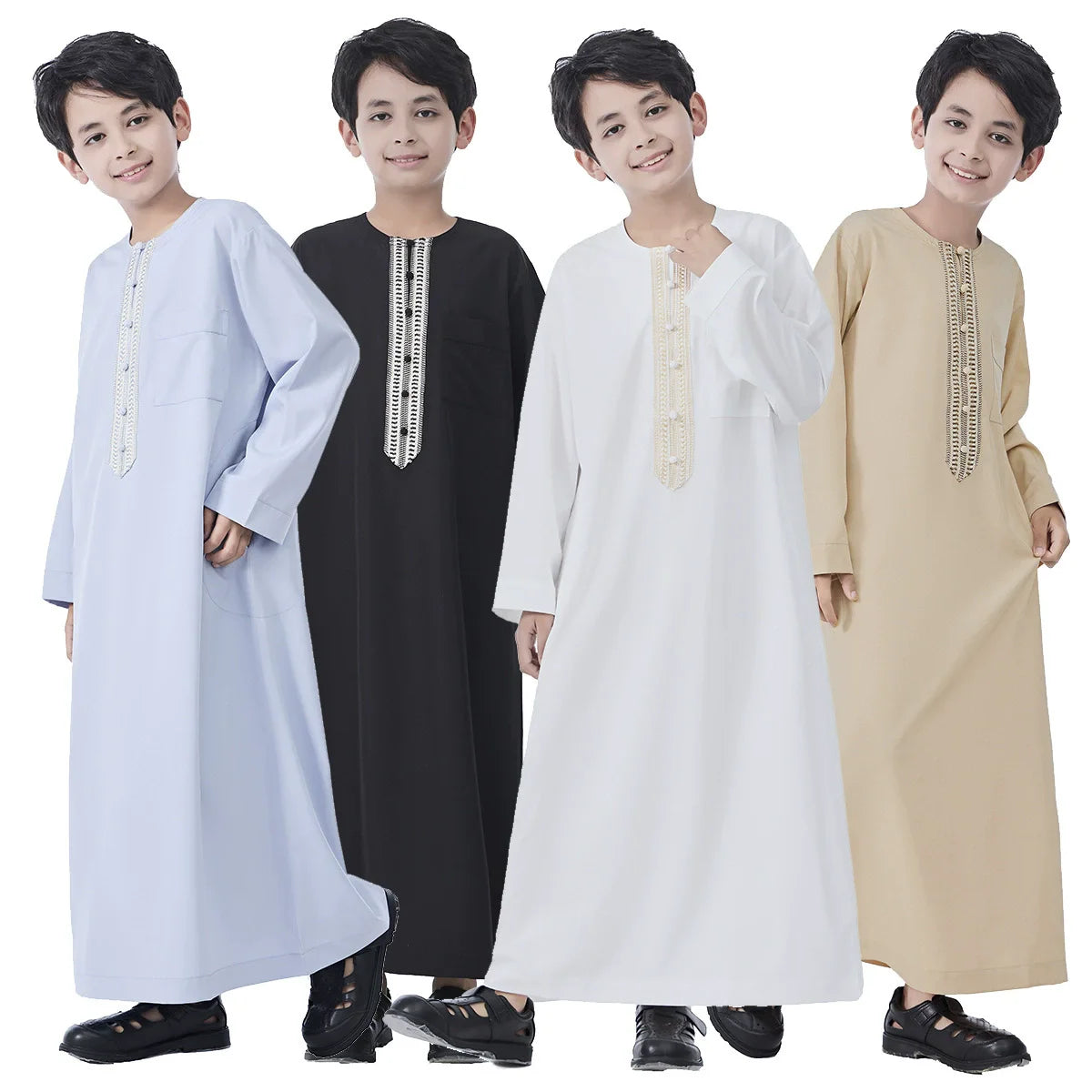 Muslim Boys Robe Gown Saudi Djellaba Pocket Arabia Abaya Kaftan Jubba Thobe Islam Eid Ramadan Djellaba Morocco Caftan Abayas