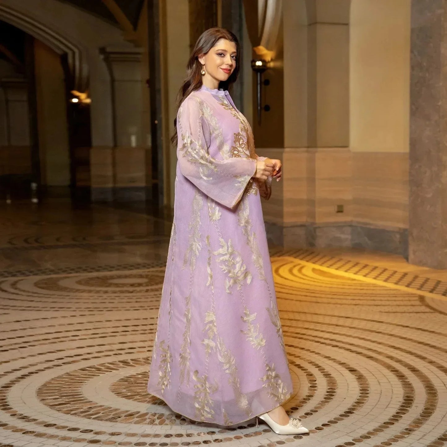 Elegant Muslim Dress Dubai Turkey Robes Islam Saudi Arabia Long Evening Dress Abaya for Women Light Luxury Party Dress Vestidos