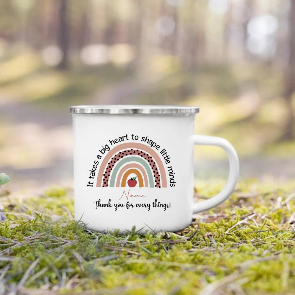 Personlised Mug Creative Coffee Cups Teacher Life Drinks Water Enamel Cup Handle Drinkware Teacher's Day Thanks Gift for Teacher