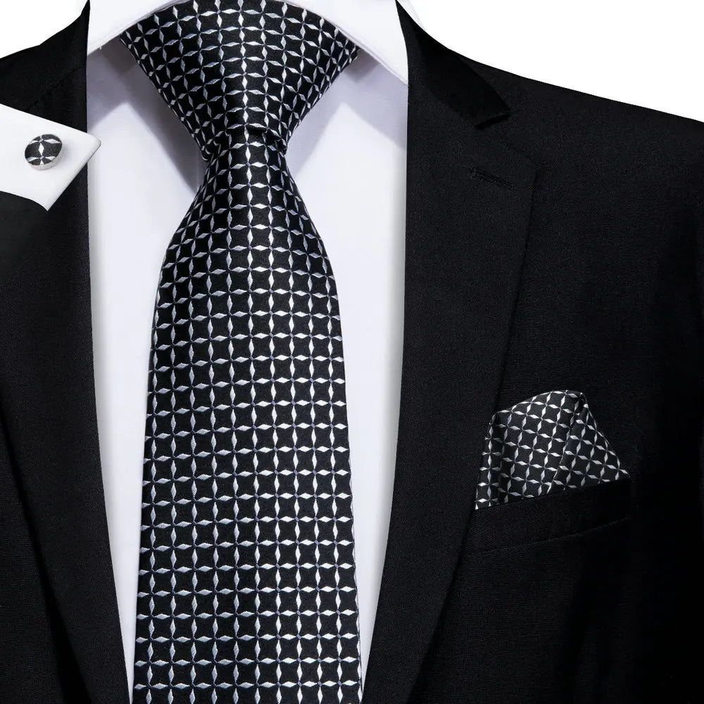 Hi-Tie 63inches Silk Mens Tie Set Extra Long Ties for Men Handkerchief Woven Classic Silk Men's 160cm Necktie Pocket Square Set