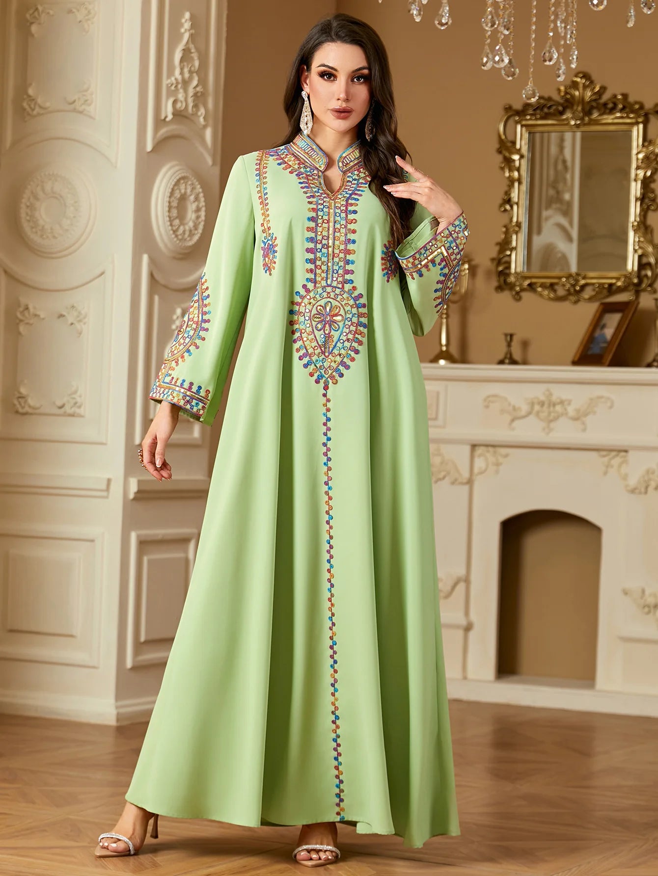Eid Muslim Embroidery Dress for Women Abaya Party Long Dresses  Caftan Robe Jalabiya Ramadan Morocco Dubai 2025 Vestidos Largos