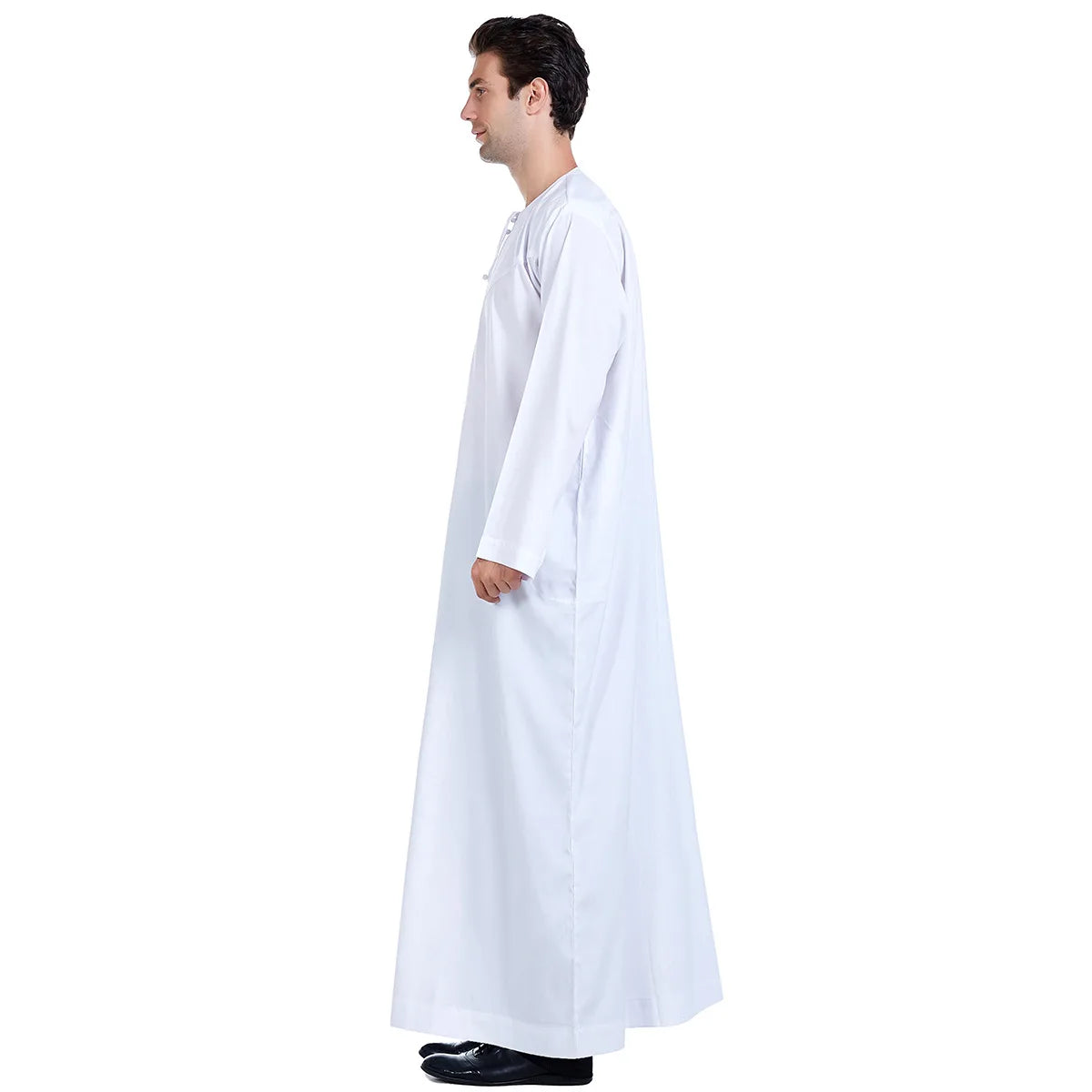 Men Abaya Solid Muslim Long Sleeve Button Dress Pakistan Islam Clothing Jubba Thobe Saudi Arabia Kleding Kaftan Oman Qamis Homme