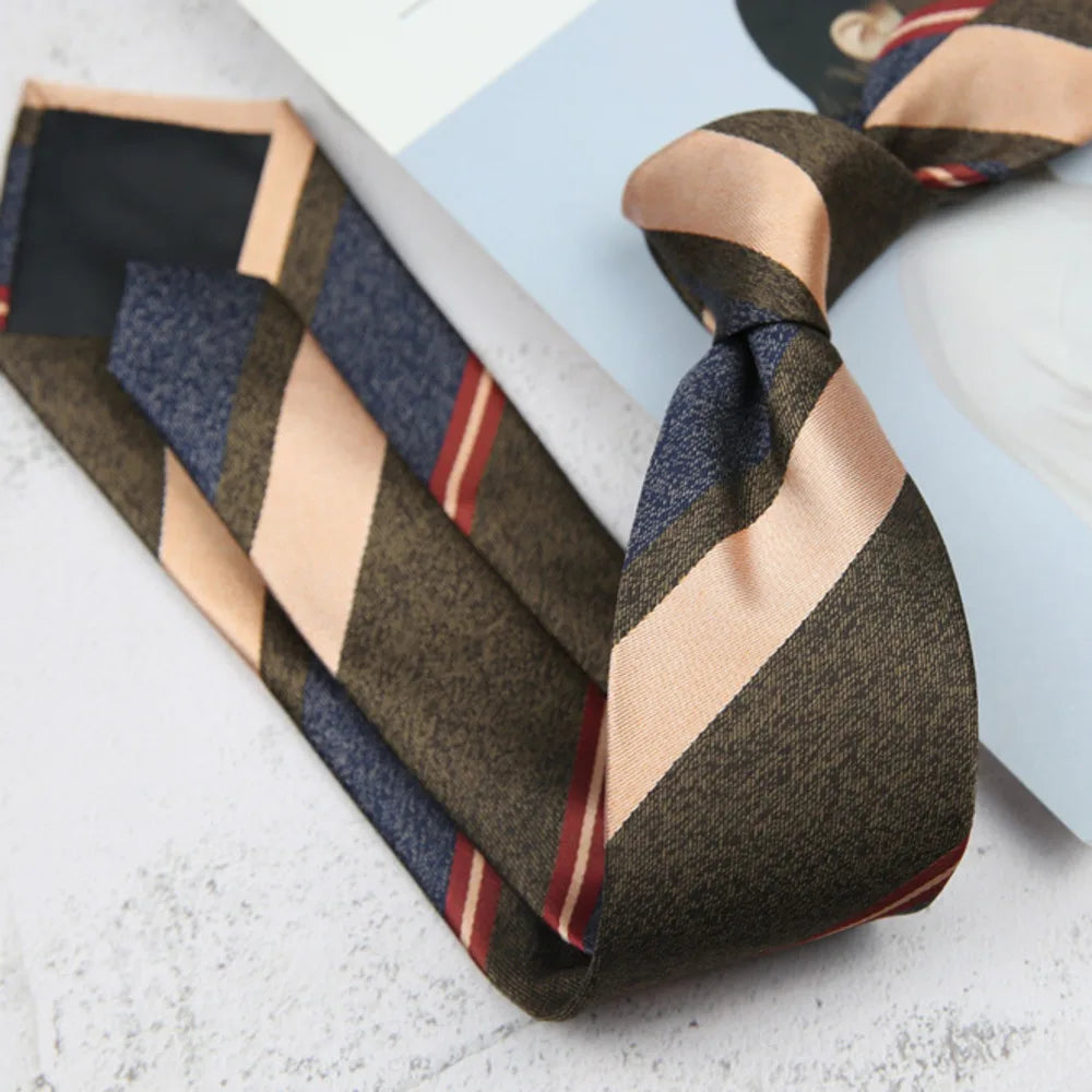 British Italian Style 8CM Formal Ties For Men Business Striped Floral White Brown Neckties Luxury Silk Neck Ties Wedding Cravat