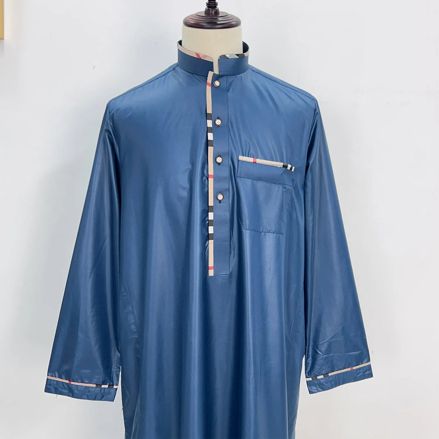 Eid Ramadan Jubba Thobe Muslim Dress for Men Long Robe Dubai Abaya Turkey Kaftan Islam Clothing Daffah Dishdasha Djellaba Prayer