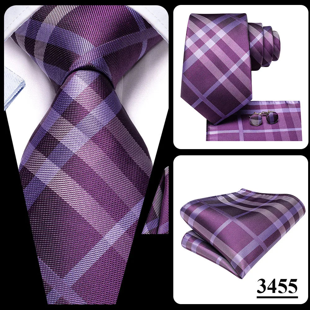 Hi-Tie Mens Ties Luxury Handmade Geometric Necktie Silk Woven Tie Set For Men Business Wedding Neck Tie Square Cufflinks
