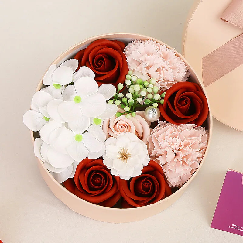 Soap Flower Box Floral Scented Bath Soap Rose Flower Petals Plant Essential Oil Flower Soap Set Mother Lover Birthday Gift Box