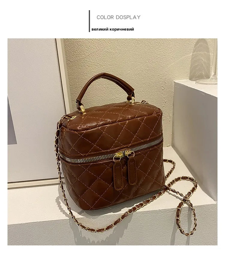 Trendy  Buet Handbag Women's Crossbody Bag Luxury Feel Small  Design Handbag Soft PU Leather Zipper Closure Casual