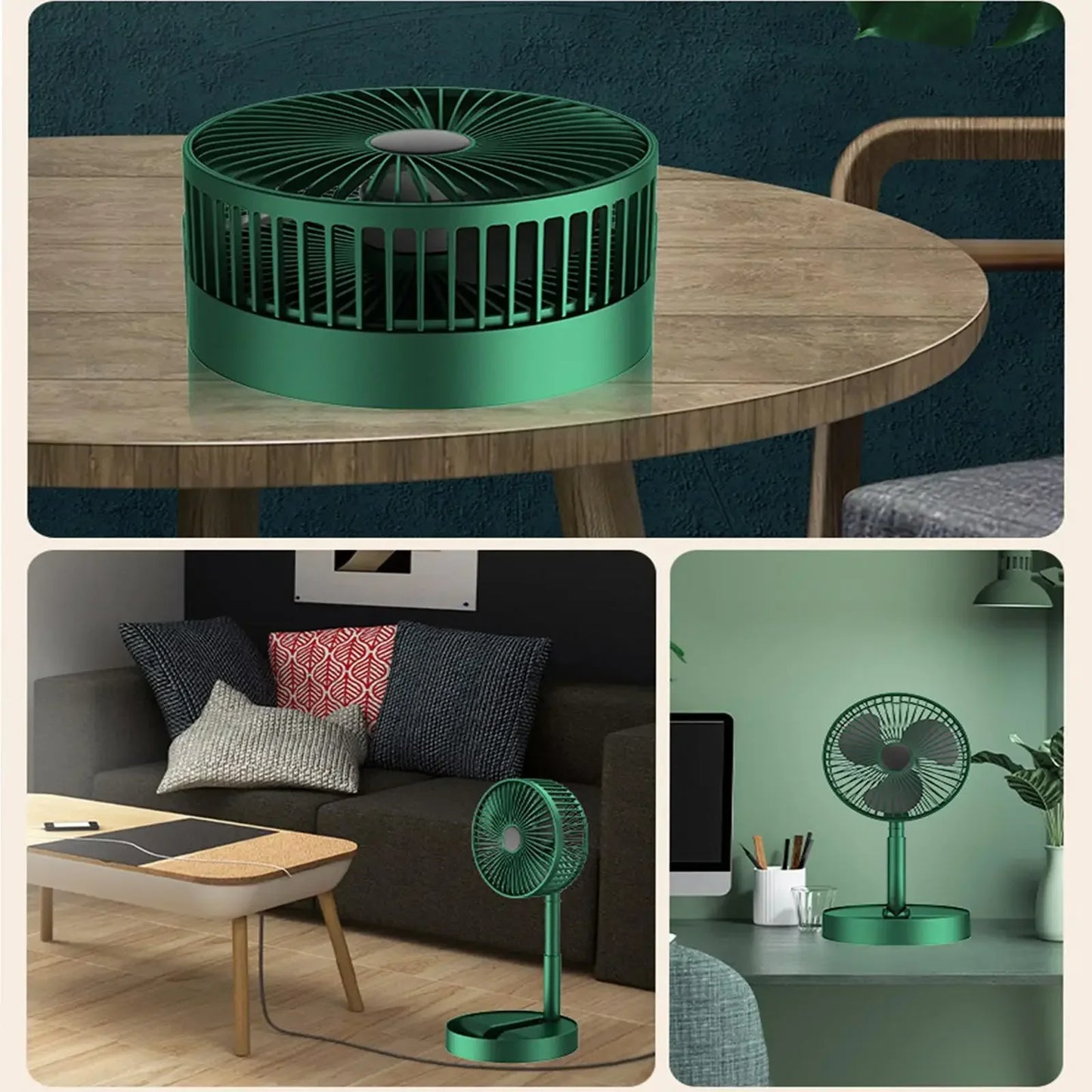 Mini Desktop Foldable Fan Portable Household USB Rechargeable Retractable Mute Fan Electric Adjustable LowNoise Long Standby Fan