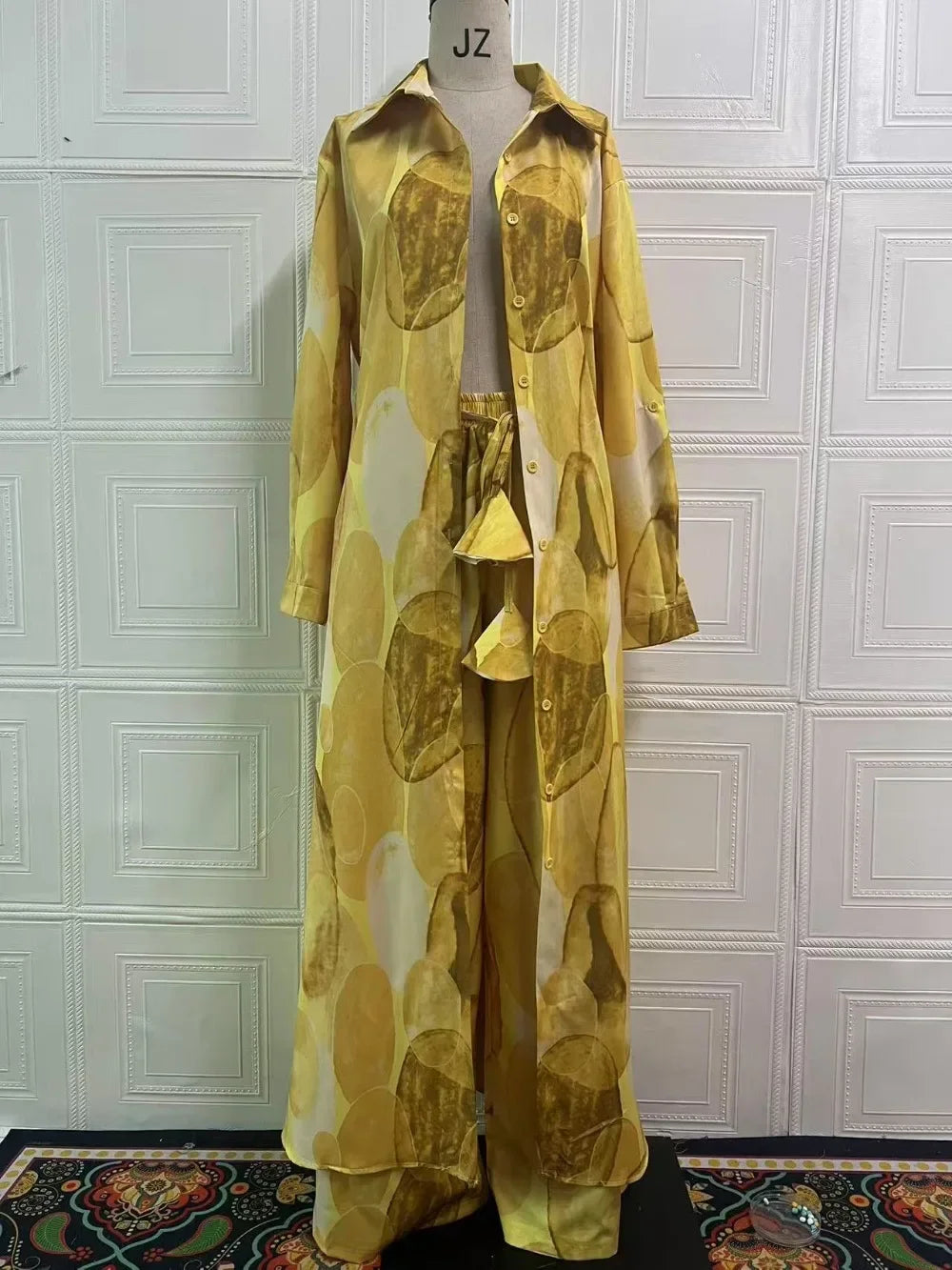 Eid Muslim Suits Women Print Blouses Wide Leg Pants Set Two Piece Musulman Ensemble Dubai Arabic Morocco Islam Casual Ramadan