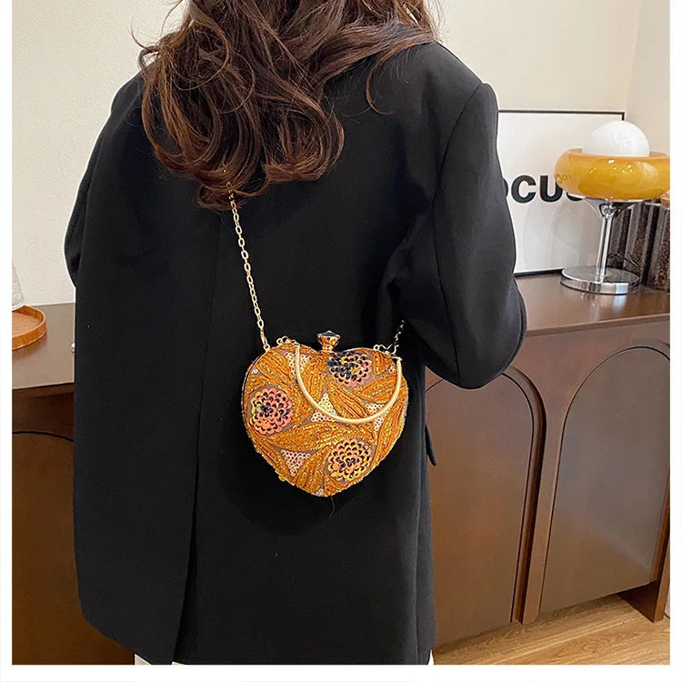 Women's Handbag2025New European and American fashion sequin shoulder baginsInternet Celebrity Retro Handheld Evening Bag