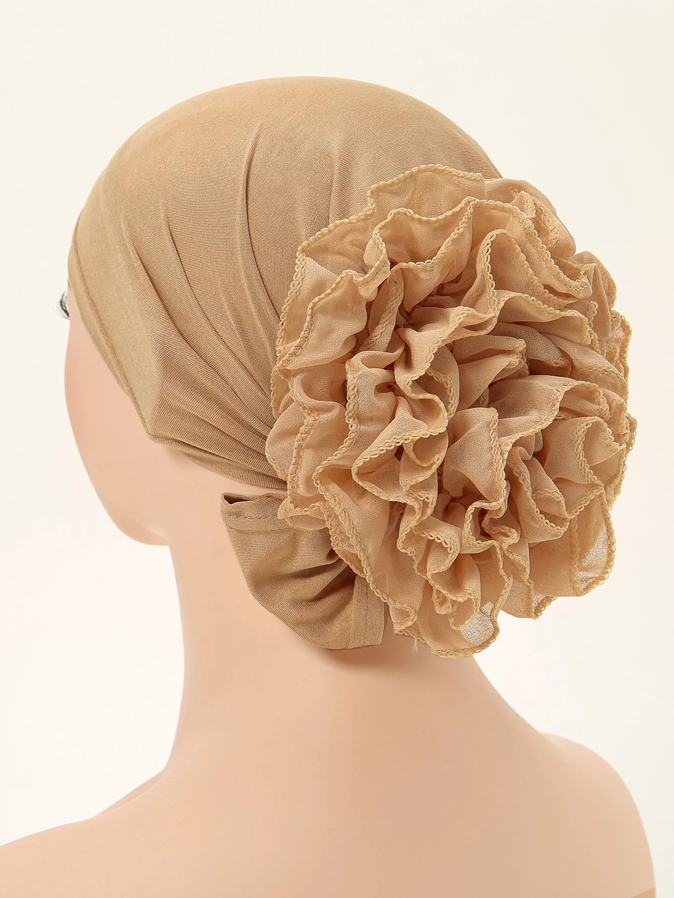 Muslim Hijabs for Women Thin Modal Bottom Hat Scarf  Solid Color Turban with Lace Panhua Islam Head Wrapping Tie Back Headband