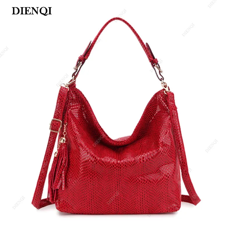 Women Shoulder Bag Girl Handbag Hobo Tassel  Big Black Ladies Hand Bag Female Casual Multifunctional Crossbody Bags for Woman