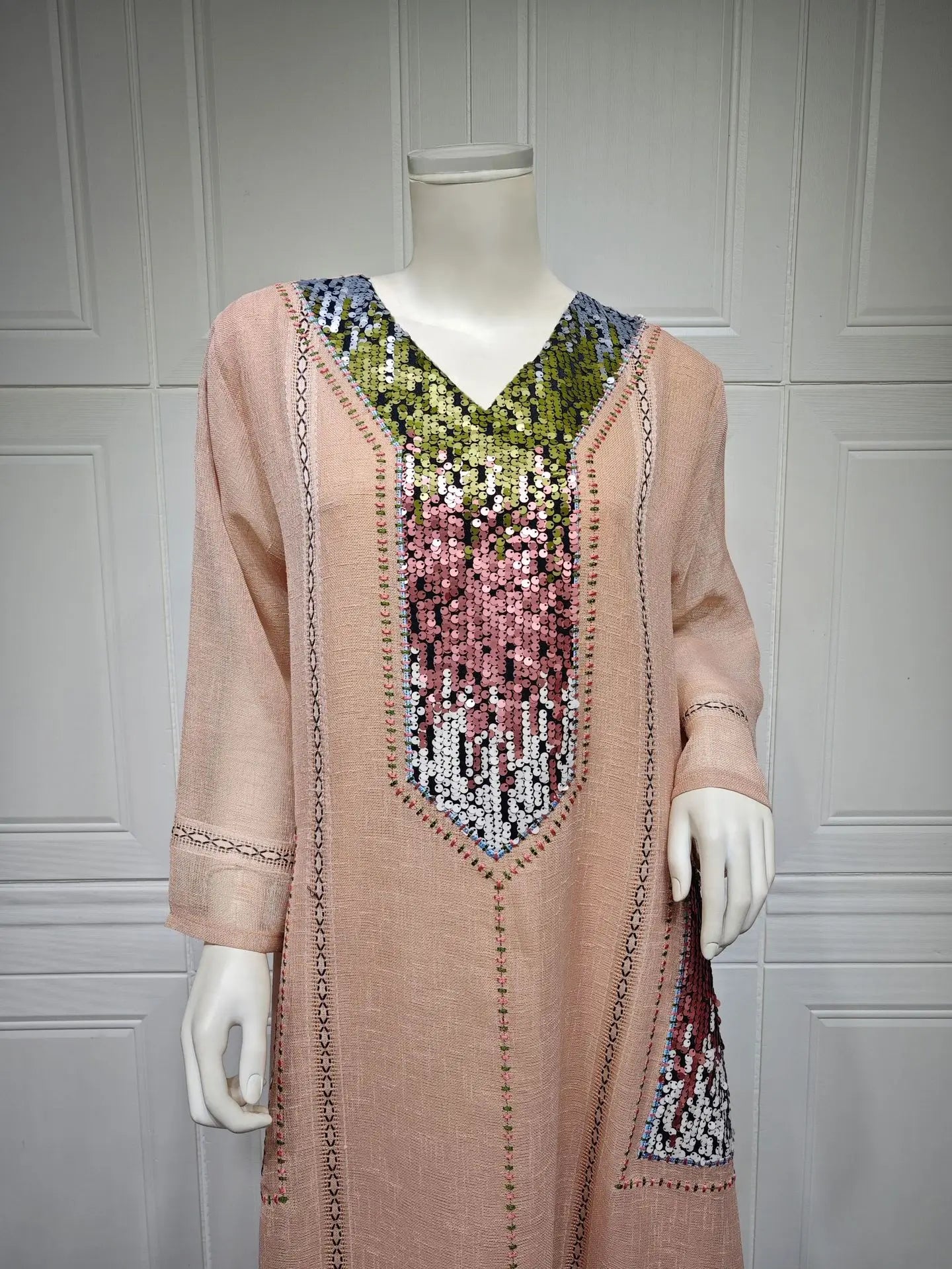 Eid Muslim Party Dress for Women Abaya Sequins Maxi Evening Long Dresses Jalabiya Morocco Dubai Abayas Kaftan Vestidos Long Robe