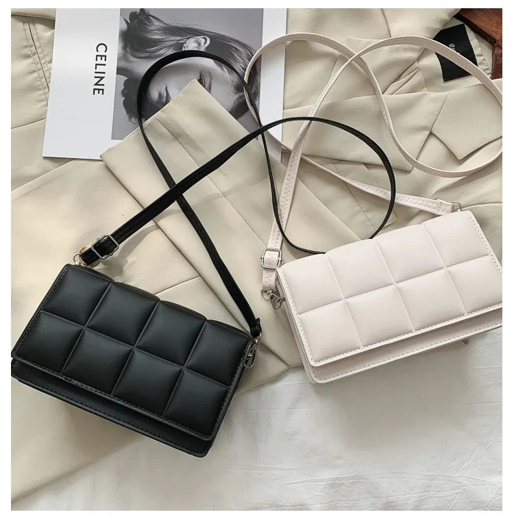 Trendy Classic Solid-Colour Minimalist Fashion Handbag Popular New Style Compact Square Bag PU Handheld Crossbody Shoulder Bag