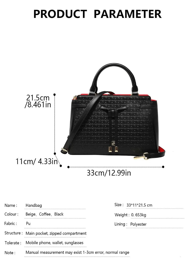 Carolina Herrera Business Simple Women's Handbag Fashion Design Classic Design Vintage Shoulder Bag Lightweight