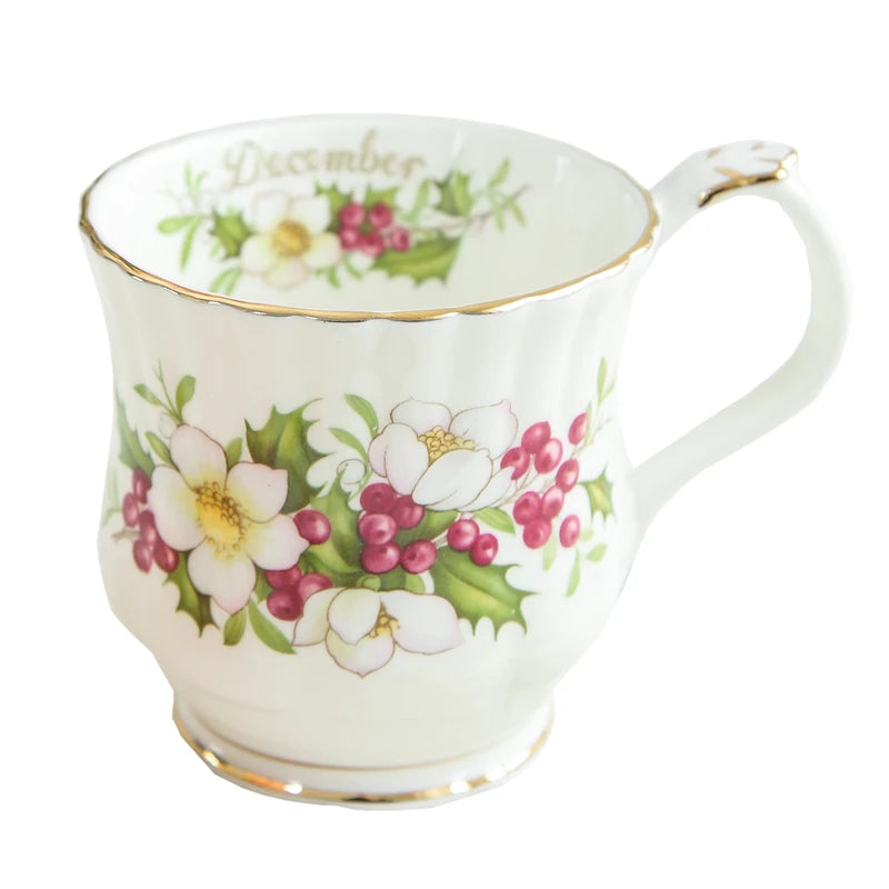 Retro Coffee Mug Ceramic Exquisite Seasonal Flower Printed Couple Cup Bone China Creative Gift Home Drinkware Breakfast Milk Mug