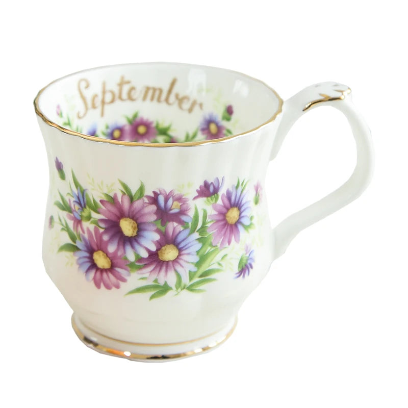 Retro Coffee Mug Ceramic Exquisite Seasonal Flower Printed Couple Cup Bone China Creative Gift Home Drinkware Breakfast Milk Mug