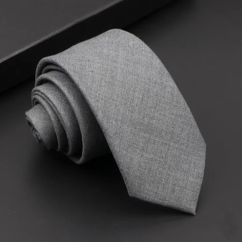 Classic Mens Solid Cotton Handmade 6cm Ties Striped Narrow Collar Slim Necktie Black Red Blue Formal Business Wedding Tie Gift