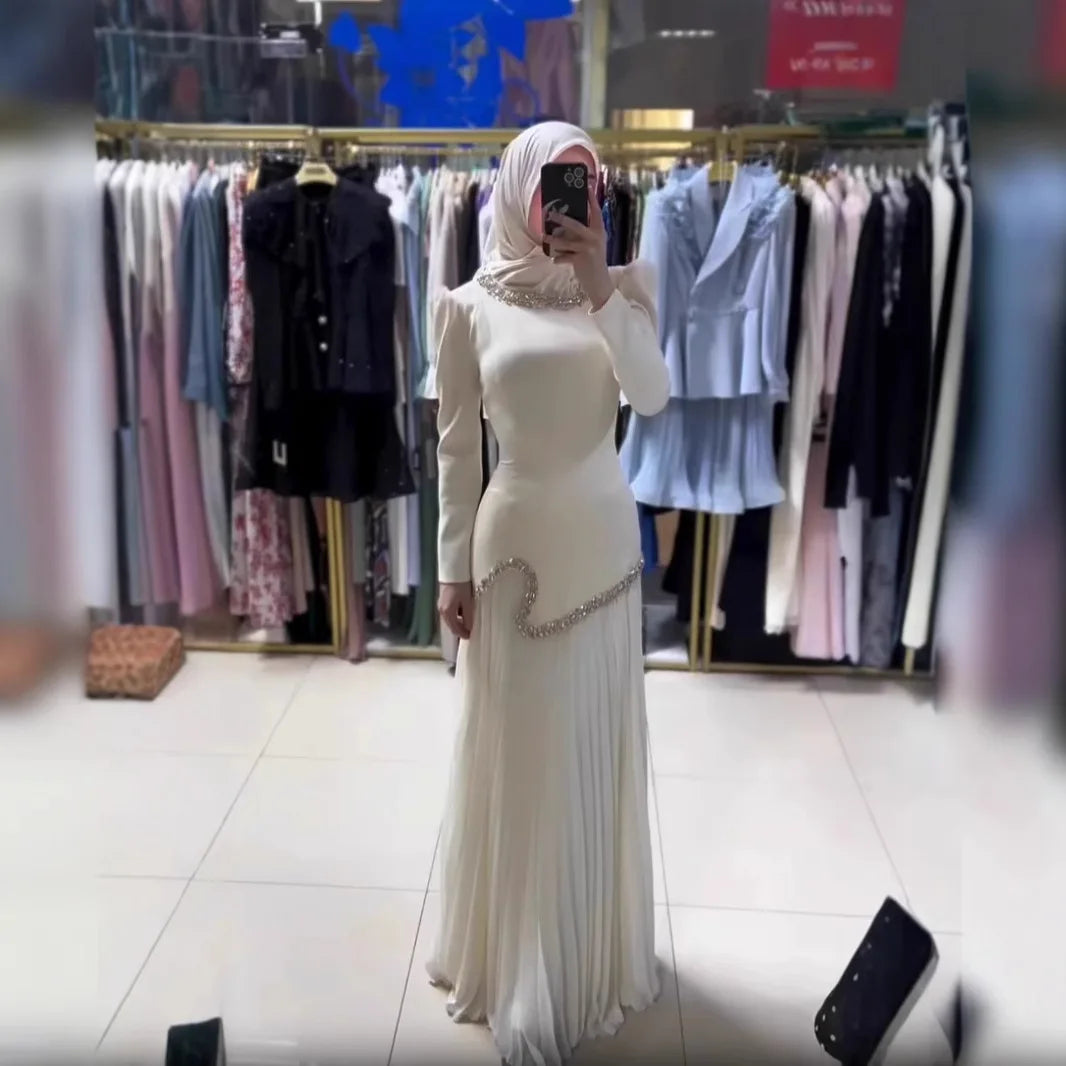 Abaya Pleated Dress Women Dubai Dresses Sequins Lace Up Islam Vestidos Long Robe Jalabiya Morocco Kaftan Eid Muslim Ramadan