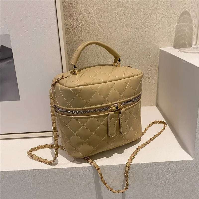 Trendy  Buet Handbag Women's Crossbody Bag Luxury Feel Small  Design Handbag Soft PU Leather Zipper Closure Casual