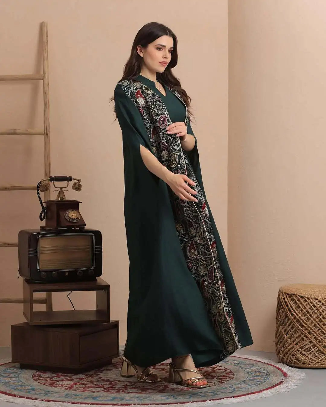 Muslim Two-piece Set Fashion Patchwork Sequin Jacket Dubai Elegant Style Dress Abaya Abaya Ramadan Dubai Luxury Islam Elegant