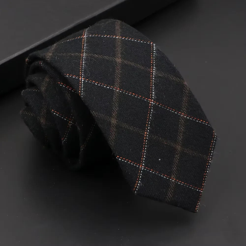 Classic Mens Solid Cotton Handmade 6cm Ties Striped Narrow Collar Slim Necktie Black Red Blue Formal Business Wedding Tie Gift