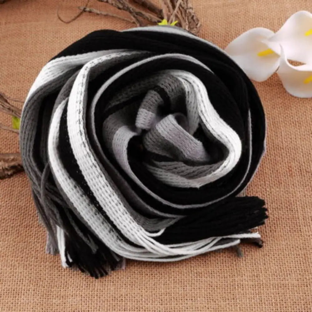 Casual Cashmere Men Striped Scarf Thick Tassel Stole Winter Long Shawl Soft Neck Warm Neck Wrap new Scarf &Wrap