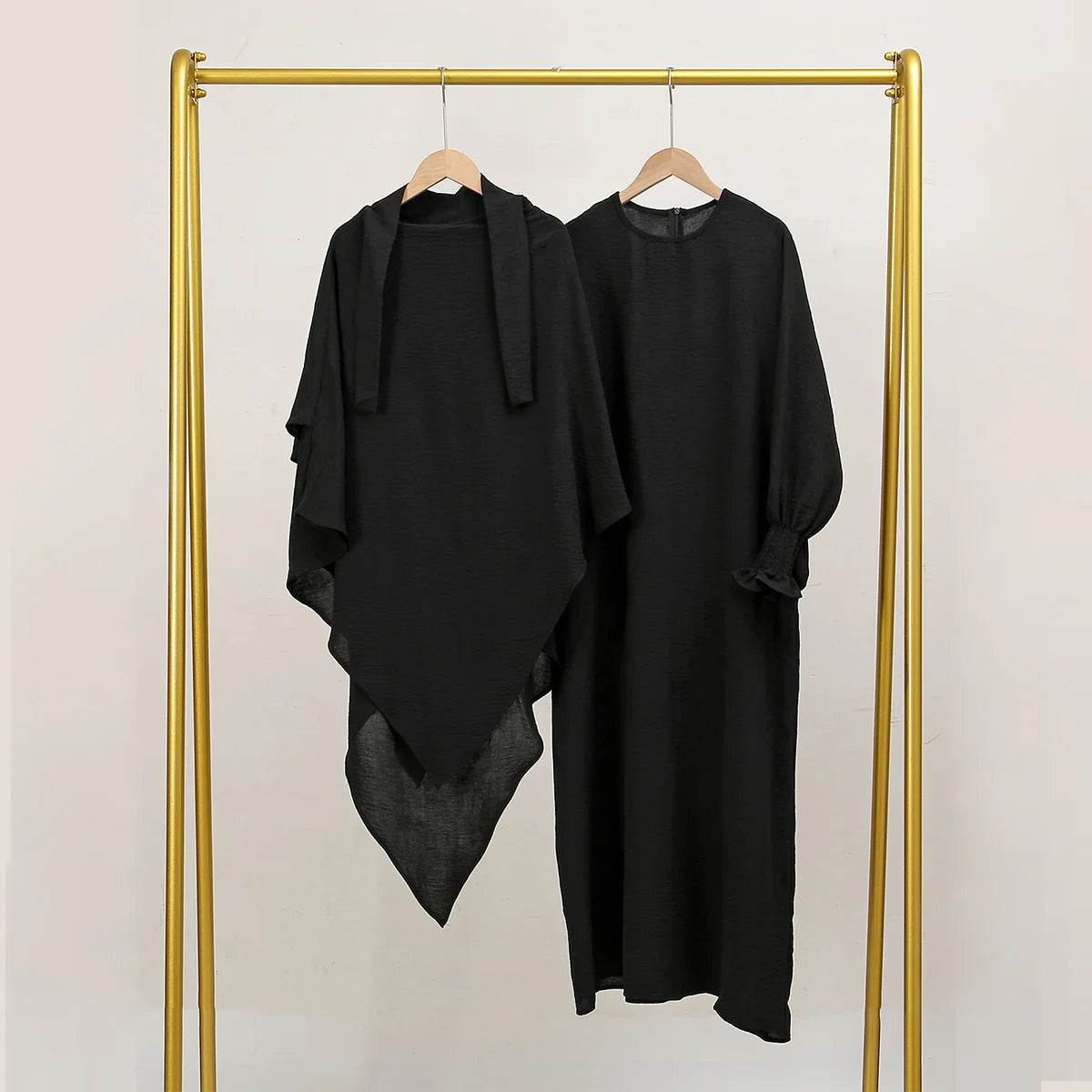 Two Piece Abaya for Woman Jilbab Prayer Set Batwing Hijab Dress Muslim Kimono Kaftan Robe Long Khimar Islam Cloth Jilbab Ramadan