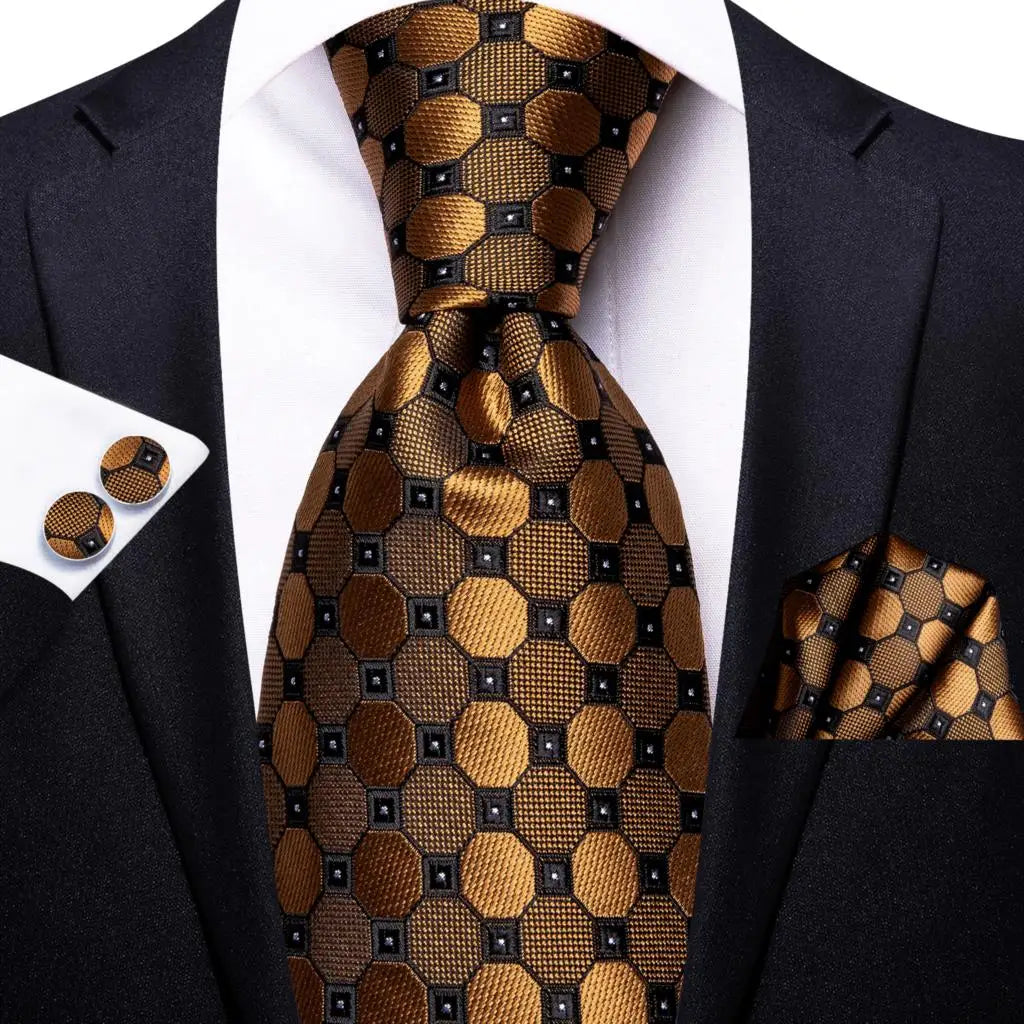Hi-tie Design Black Solid Dot Silk Wedding Tie For Men Hanky Cufflink Gift Men Necktie Gravata Set Fashion Business Dropshipping