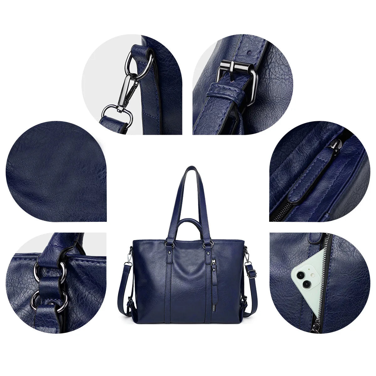 Work handbag 14inch retro PU leather and multi pocket design, suitable for office computer bag for daily use during