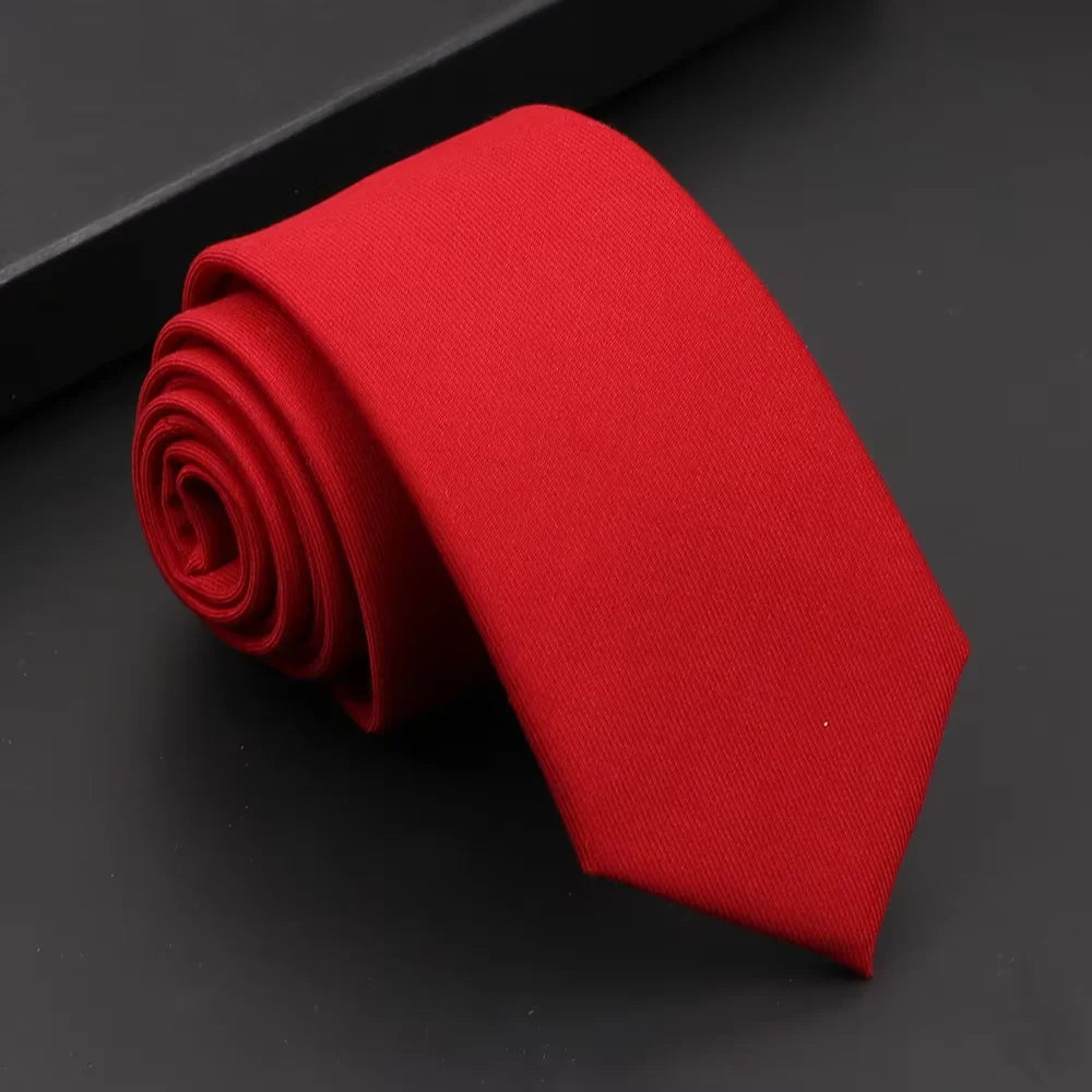 Classic Mens Solid Cotton Handmade 6cm Ties Striped Narrow Collar Slim Necktie Black Red Blue Formal Business Wedding Tie Gift