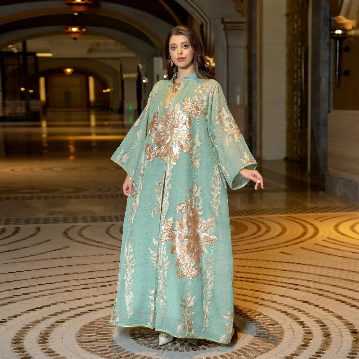 Elegant Muslim Dress Dubai Turkey Robes Islam Saudi Arabia Long Evening Dress Abaya for Women Light Luxury Party Dress Vestidos