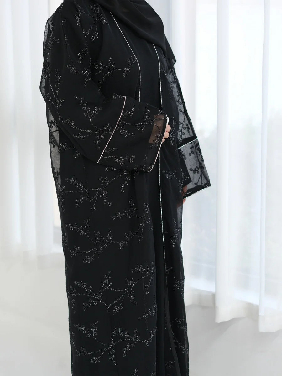 Muslim Women Dubai Abaya Luxury Embroidery Floral Long Dress Kimono Cardigan Kaftan Modest Robe Femme Islamic Clothing Kebaya
