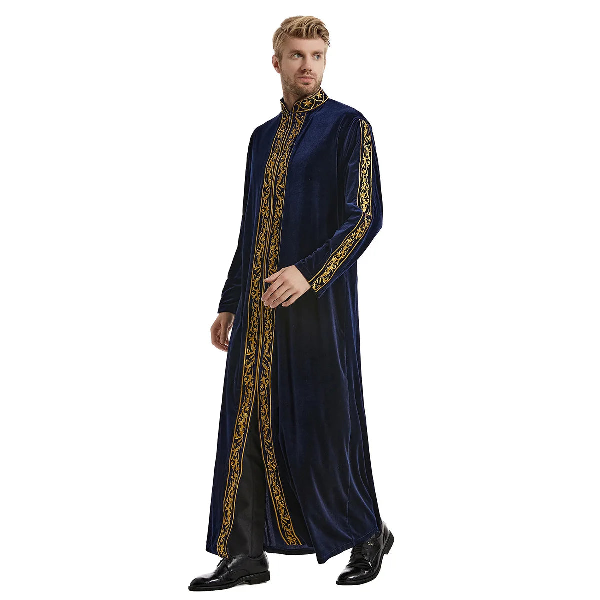 Muslim Men Jubba Thobe Islamic Clothing Velvet Kaftan Thoub Arabic Saudi Robe Dress Jubah Caftan Thawb Ramadan Gown Middle East