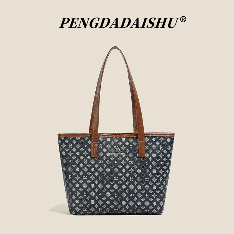 New women's cross-border fashion handbag, large-capacity shoulder bag, versatile and classic tote for commuting