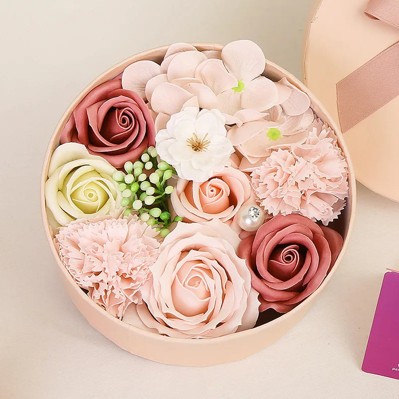 Soap Flower Box Floral Scented Bath Soap Rose Flower Petals Plant Essential Oil Flower Soap Set Mother Lover Birthday Gift Box