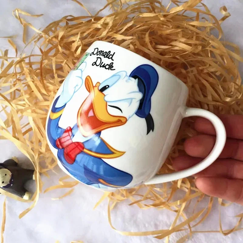 300ML Disney Mickey Mouse Minnie Mouse Coffee Mugs Cute Cartoon Donald Milk Mugs Creative Fashion Mugs Handle Kids Water Cup