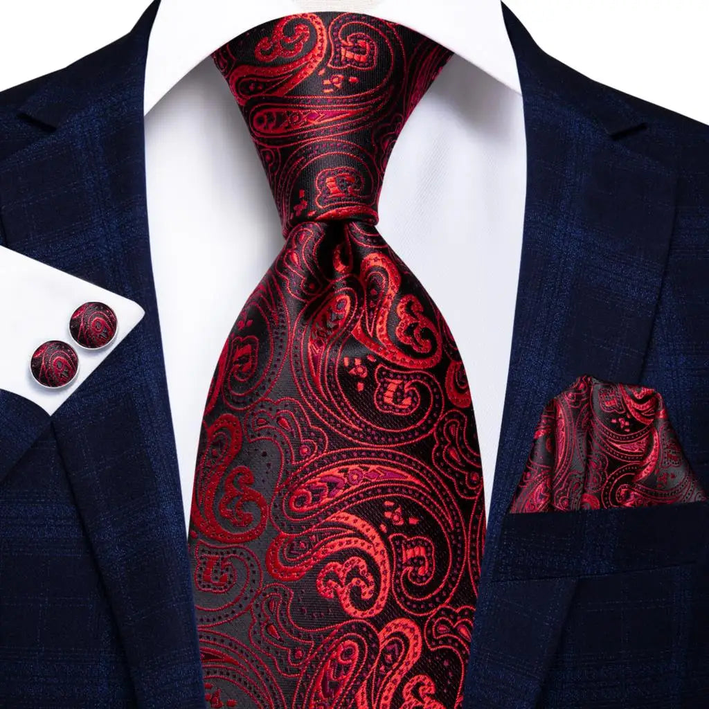 Hi-Tie 63inches Silk Mens Tie Set Extra Long Ties for Men Handkerchief Woven Classic Silk Men's 160cm Necktie Pocket Square Set