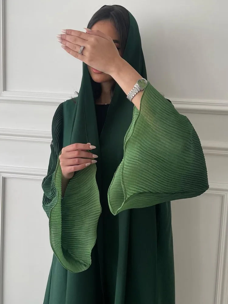 Open Front Abaya Muslim Flare Sleeve Casual Arabian Abayas Middle-East Elegant Turkey Kaftans Women Jilbabs Islamic Maxi Dresses