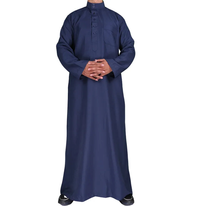 New 2026 Middle East Muslim Men Dress Long Sleeve Jubba Thobe Ramadan Eid Dishdasha Robe Muslim Islamic Kaftans Arab Clothing