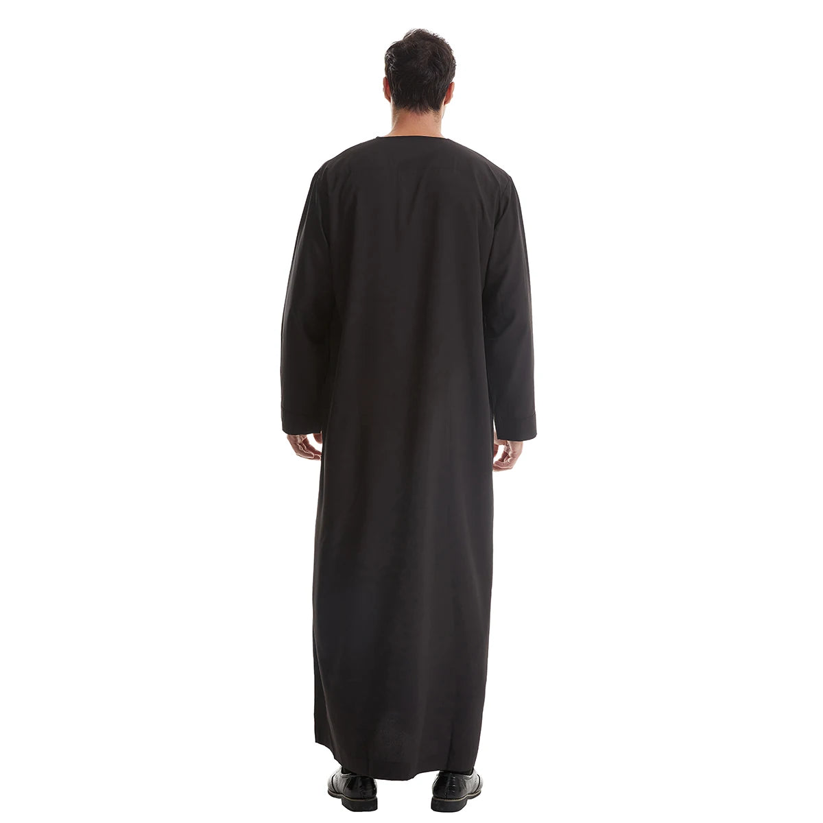 TH839 Men's Muslim Middle Eastern Men Long Sleeves Pure Color Buckle Robe Ramadan Eid Jubba Thobe
