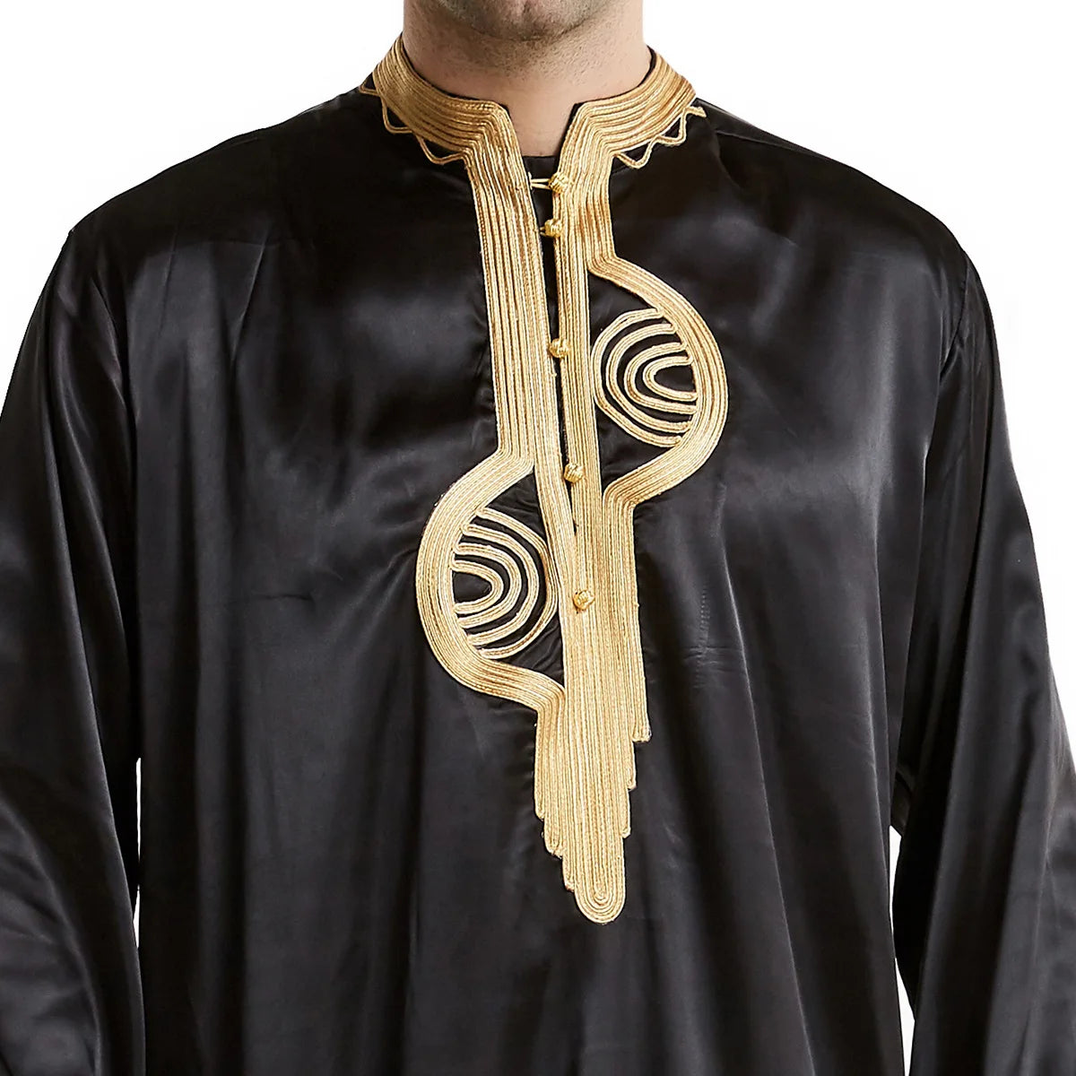 1pcs/lot man fashion embroidery muslim long robe man stand collar long sleeve jubba thobe